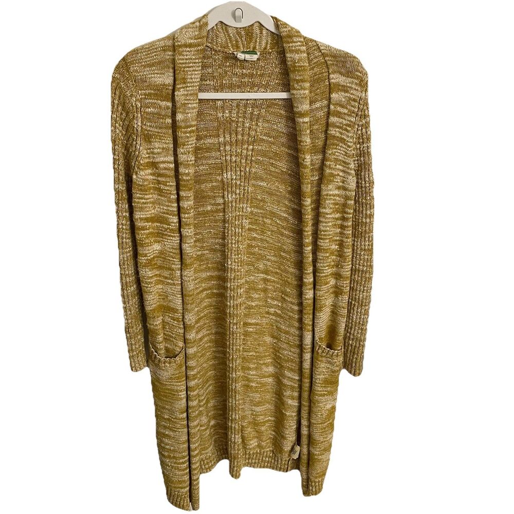 Anthropologie Abigail Cardigan Duster XS Mustard Yellow Open Front Comfort Knit